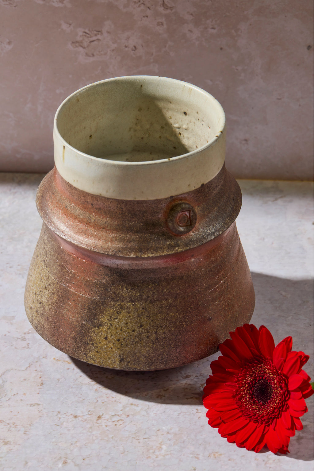Wood / Soda Fired Vase - Cream Glaze