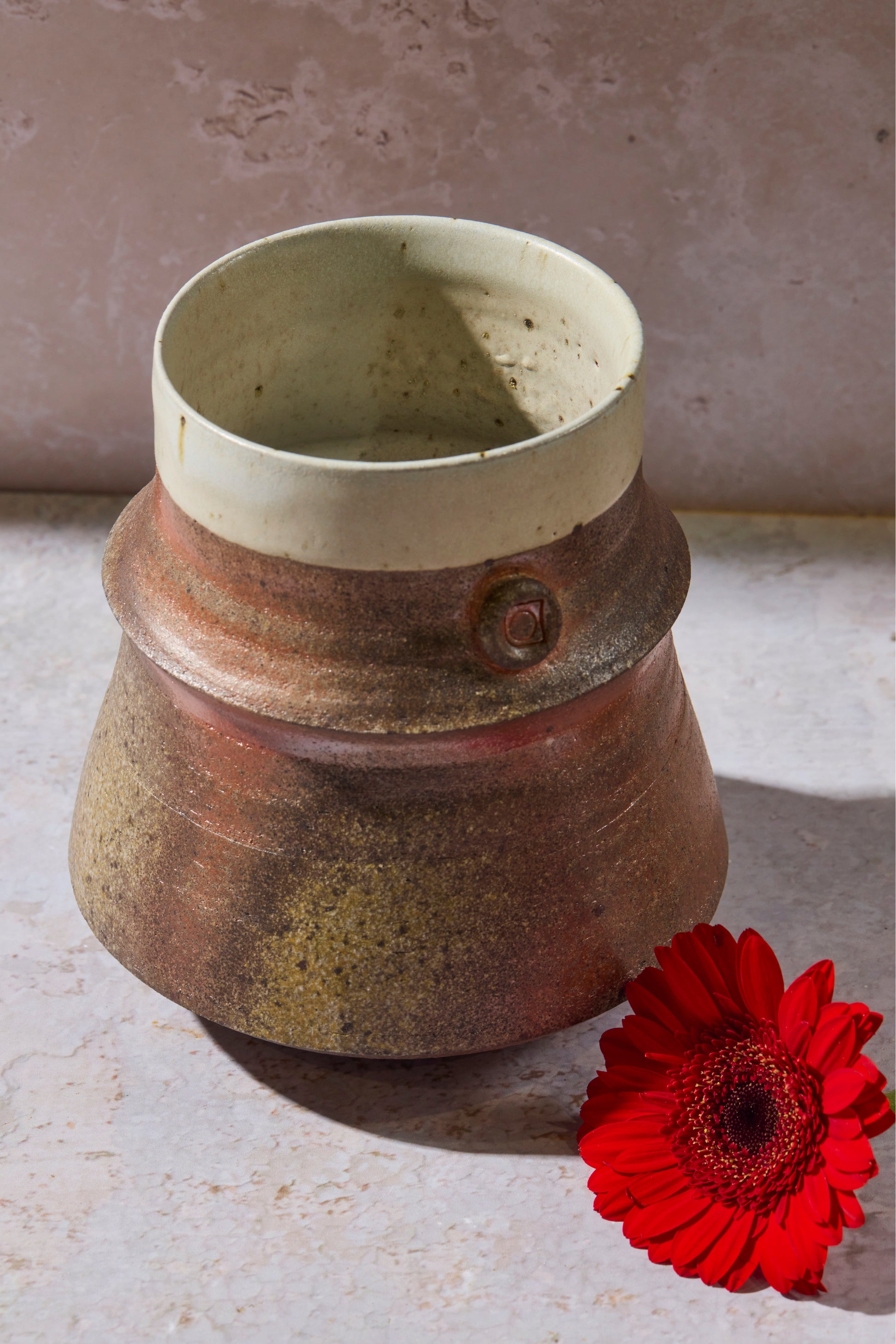 Wood / Soda Fired Vase - Cream Glaze