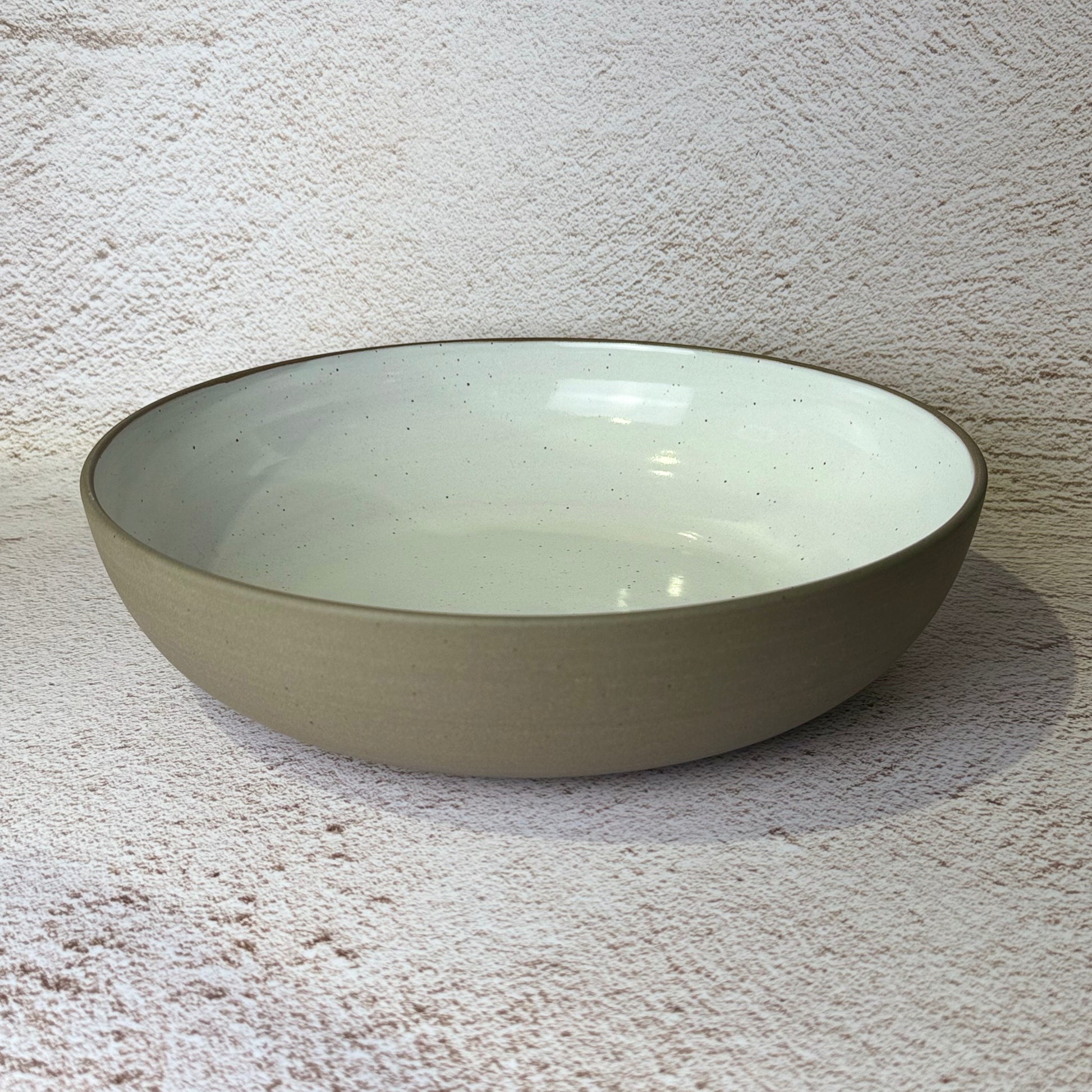 Extra Large Serving Bowl - Grey Speckled Stoneware / White Gloss