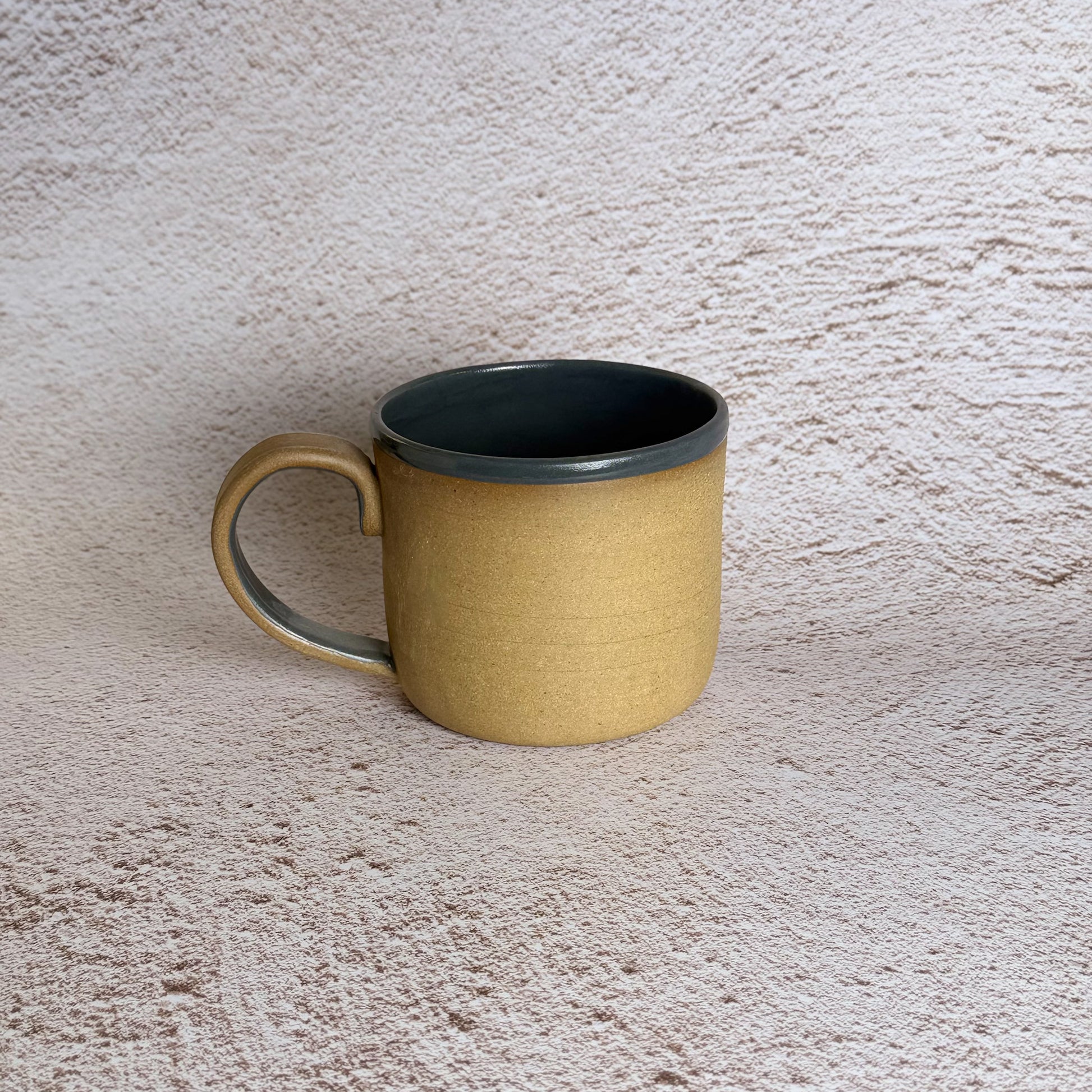 Short Loop Handle Mug - Warm Brown Stoneware / Slate Grey Gloss