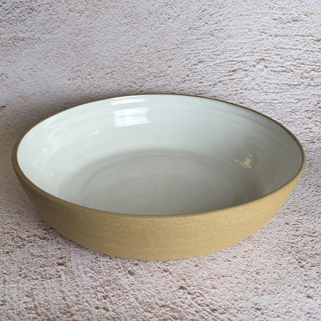 Extra Large Serving Bowl - Warm Brown Stoneware / White Gloss