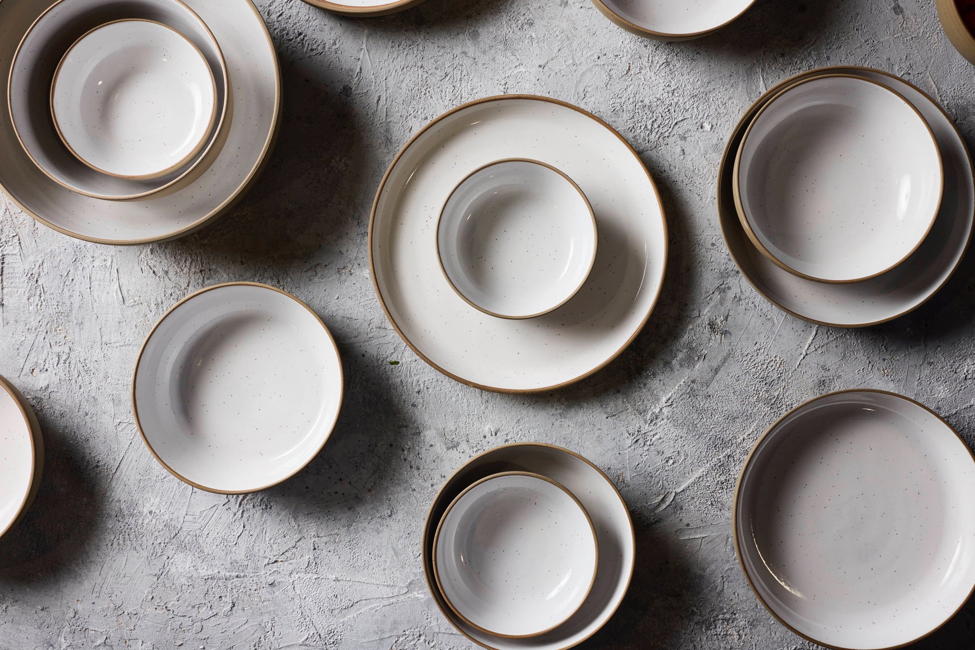 Extra Large Serving Bowl - Grey Speckled Stoneware / White Gloss