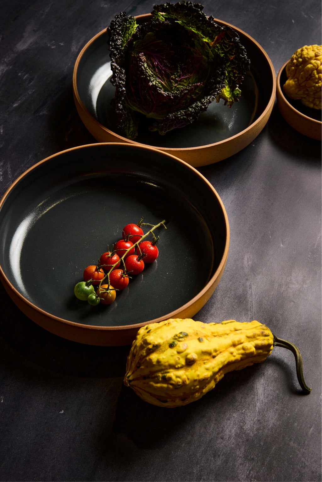 Extra Large Serving Bowl - Warm Brown Stoneware / Slate Grey Gloss